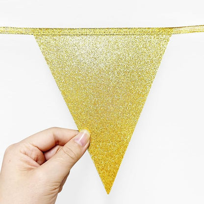 Sage Green Gold Party Decorations Pennant Banner Flag Olive Green Cream Beige - Image 5