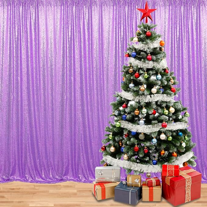 Lavender Sequin Backdrop Curtain 1 Panel 10FTx10FT | Glitter Sequence Drapes - Image 4