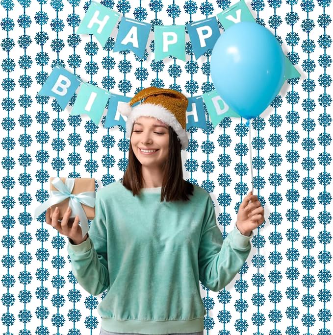 BRAVESHINE Blue Hanging Foil Fringe Snow Flakes Party Snowflake Backdrop | 2 - Image 6