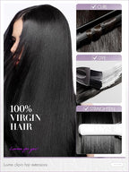 LUVME Straight Seamless 70g 4Pcs Clip in Hair Extensions Full Max with 14inch Remy Human Hair Clip ins Extensions, Natural Black 100% Real Soft Hair