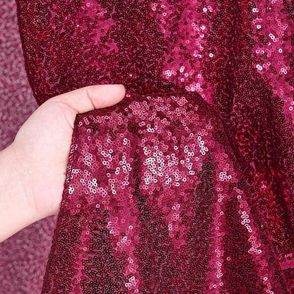 Burgundy Sequin Backdrop Curtains Party Photo Glitter Drapes 2 Pcs 2FTx8FT | - Image 4