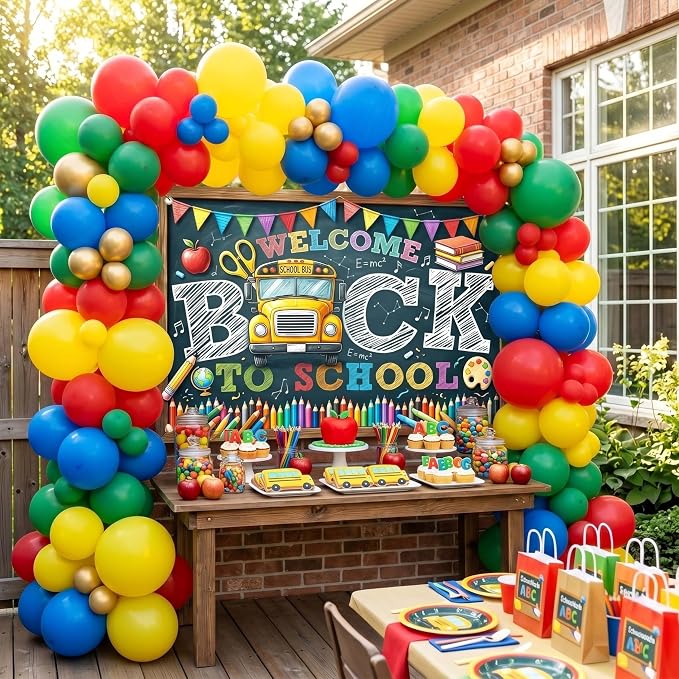 Welcome Back to School Backdrop 59x39in Chalkboard Party Background | Washable - Image 3