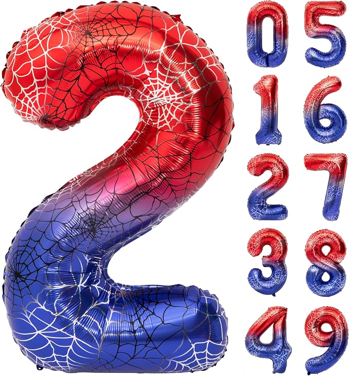 40 IN Red Blue Gradient Number 2 Balloon Large Digital 2 Foil Balloon | by YOIOZAIZAI