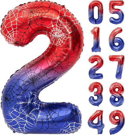 40 IN Red Blue Gradient Number 2 Balloon Large Digital 2 Foil Balloon | by YOIOZAIZAI