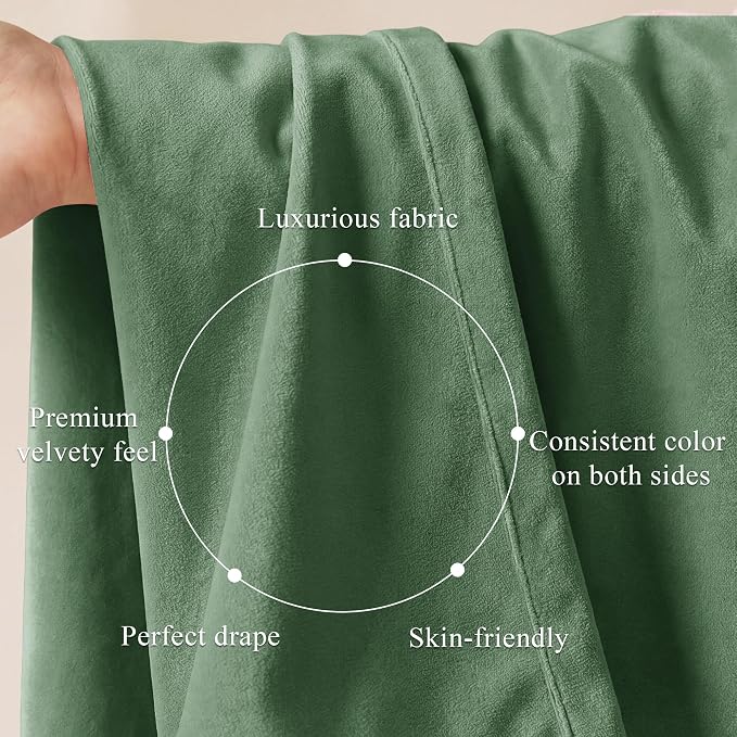 Emerald Green Velvet Thermal Curtains - Image 4