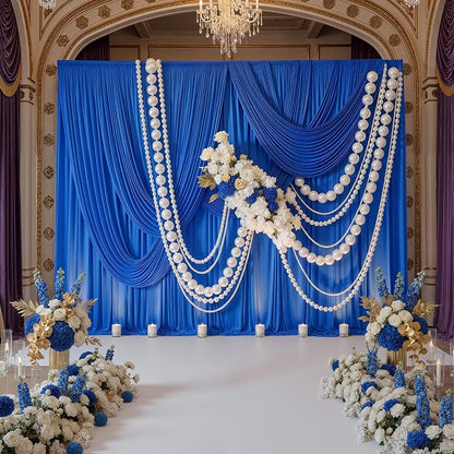 10ft x 10ft Wrinkle Free Royal Blue Backdrop Curtain - Image 3