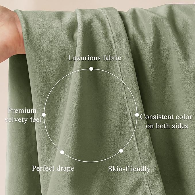 Sage Green Velvet Curtains Farmhouse - Image 4