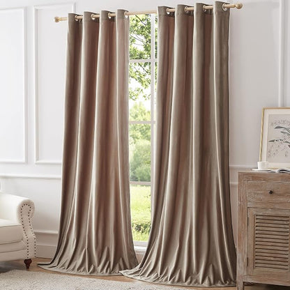 BULBUL Taupe Velvet Blackout Curtains 120 inch Long - Image 8