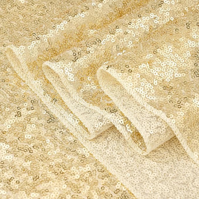 Light Gold Sequin Backdrop Curtains 4 Pcs 2ftx8ft Glitter Shimmer Fabric | - Image 4