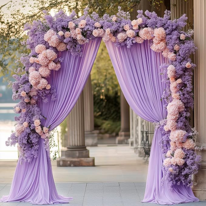 Lavender Purple Backdrop Curtain Drapes - Image 3