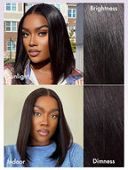 LUVME HAIR 12 Inch Glueless Bob Wigs Human Hair Pre Plucked, 5x5 HD Lace Closure Wigs Human Hair 180 Density, Ready to Go Blunt Cut Bob Wig with Bleached Knots & Pre Cut Lace