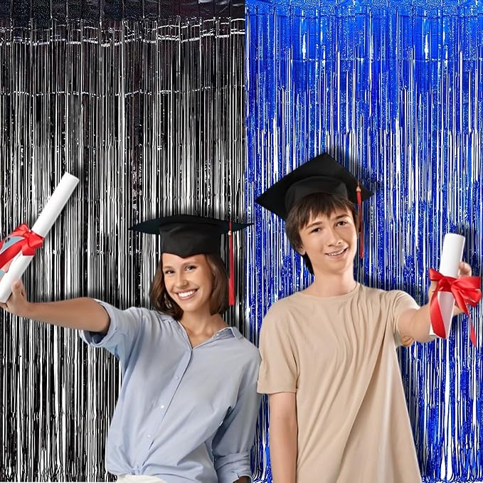 BRAVESHINE Foil Fringe Curtains | Metallic Tinsel Party Steamers Backdrop | - Image 4