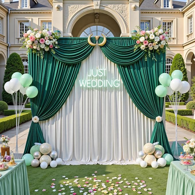 20ft x 12ft Wrinkle Free Hunter Green Backdrop Curtains - Image 4