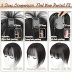 Hair Toppers for Women Real Human Hair - 360° Coverage Black Clip In Topper with Bangs for Thinning Hair Upgraded 5×9 cm Silk Base Ideal for Everyday Use
