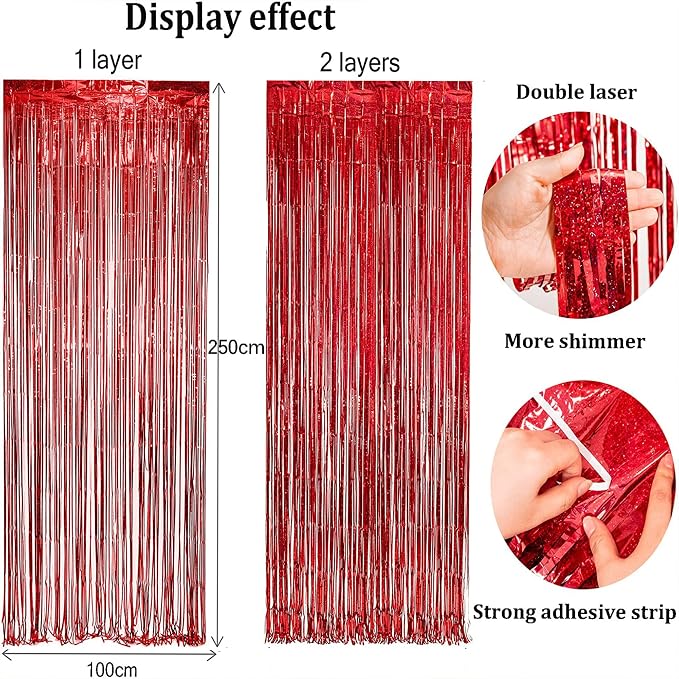 BRAVESHINE Foil Fringe Curtains | Photo Booth Party Streamers Backdrop | 3.2 x - Image 9