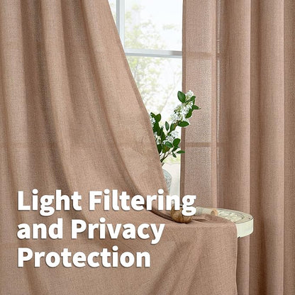 YoungsTex Linen Curtains 90 Inch Length, Light Filtering Drapes - Image 3