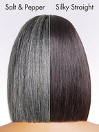 LUVME HAIR All-Day Comfort Wig 10 Inch Grey Salt & Pepper Silky Straight Bob Wig with Bangs Human Hair Glueless HD Lace Bob Wig with Mix Grey Color, Ready to Go Short Wigs For Women (Breathable Cap)