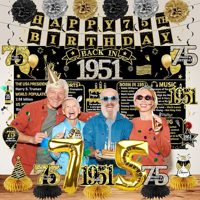 Zirtorei 75th Birthday Decorations - Image 5