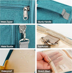 Hanging Travel Toiletry Bag for Women and Men, 6 Organizer Compartments, Large Toiletries essentials, Bathroom Cosmetic Accessories, Water-resistant Makeup Bag, Holds Full-Size Shampoo, Blue
