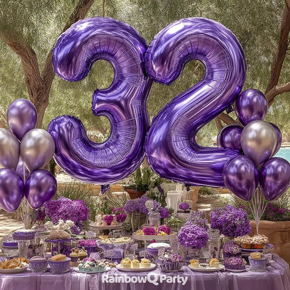 RainbowQ Purple 32 Balloon Number 40 Inch 0-40 Foil Large Balloons | Big Mylar - Image 3