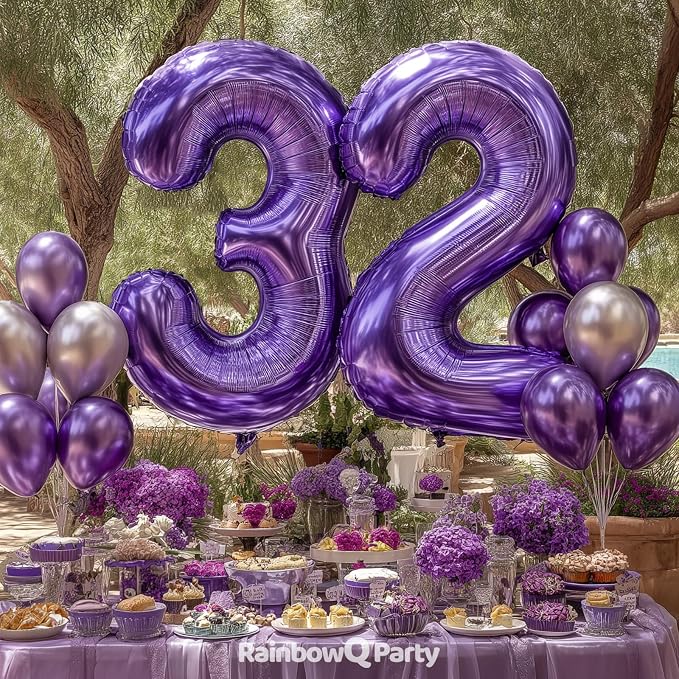 RainbowQ Purple 3 Balloon Number 40 Inch 0-40 Foil Large Balloons | Big Mylar 3 - Image 5
