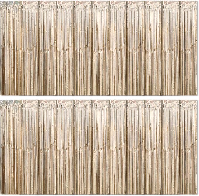 20 Pack Champagne Gold Foil Curtains by Ohiyoo
