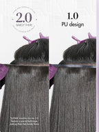 LUVME Invisible Clip in Hair Extensions, Yaki Straight Real Human Hair 14 Inch 2 Pack 220g 12pcs Clip ins Hair Extensions Natural Black for Women