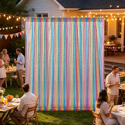 Hahuho Rainbow Sequin Backdrop Curtain, Party Decoration（1 Panels, 4FT x 8FT - Image 7