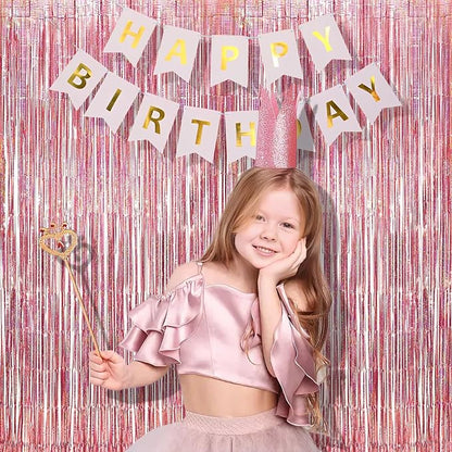 BRAVESHINE Rose Gold Tinsel Foil Fringe Curtains | Holidays Party Backdrop | 2 - Image 6