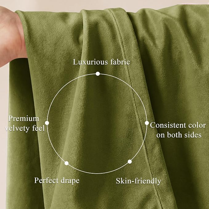 Olive Green Velvet Luxury Drapes - Image 4