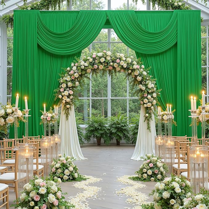 20 ft x 10 ft Wrinkle Free Green Backdrop Curtain by Outpain