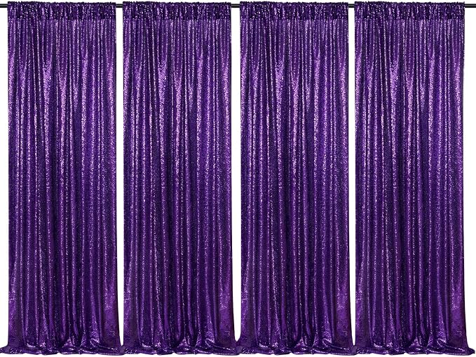 Purple Sequin Backdrop 4 Panels 2FTx8FT Glitter Party Photo Background | by QueenDream