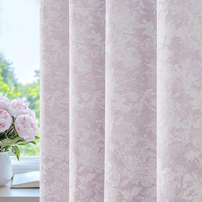 Beauoop Purple Floral Jacquard Blackout Curtains by Beauoop