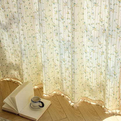 ENJOYBRIDAL Daisy 63 Inch Curtains 2 Panel Sets Semi Sheer Drapes Short Crochet - Image 5