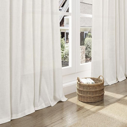 Cream Linen Curtains 103 Inches Long 2 Panels Set - Image 6