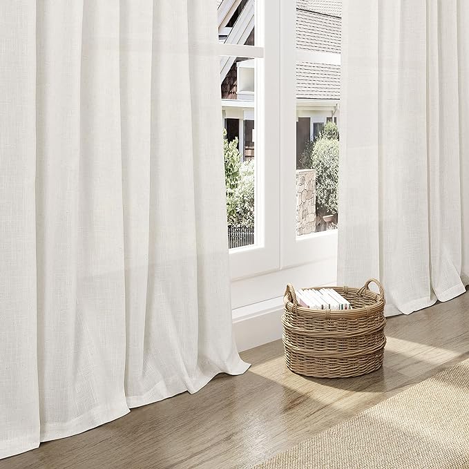 Cream Linen Curtains 123 Inches Long - Image 6