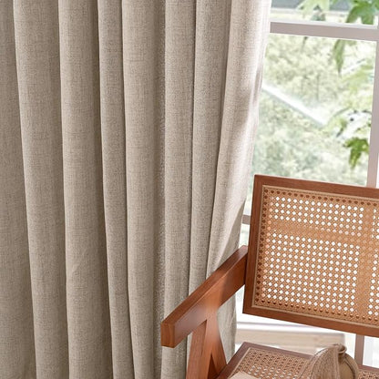 YoungsTex Short Linen Curtains 45 lnch Length, Oatmeal Drapes - Image 7