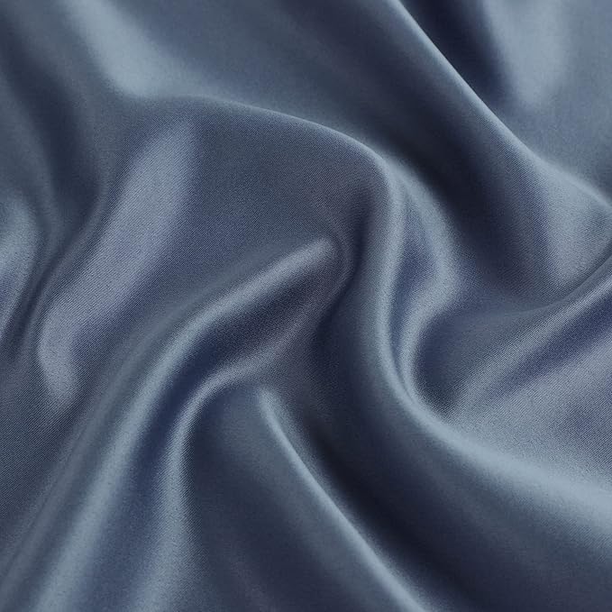 uxcell 2 Pack Silk Satin Pillowcase for Hair and Skin, Cool, Silky, Soft Breathable Pillow Cases King Size 20x36 Inch Sateen Pillowcase Slate Gray with Envelope Closure