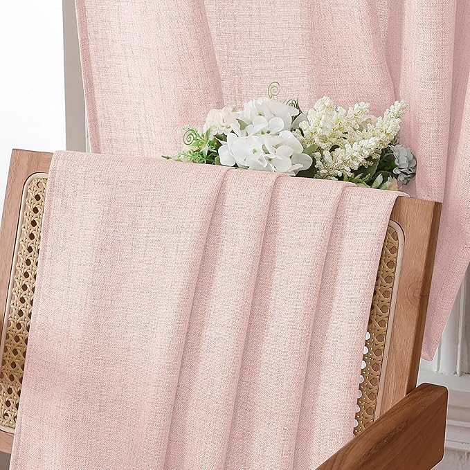 Tollpiz Linen Tier Curtains Rod Pocket Semi Sheer Short Kitchen Curtain Half - Image 6