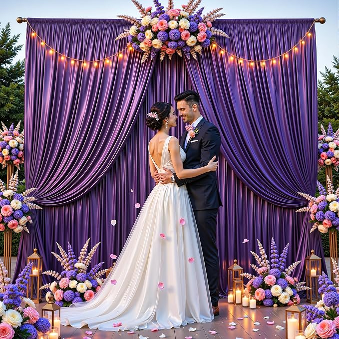 10x10 ft Purple Glitter Backdrop Curtain - Image 5