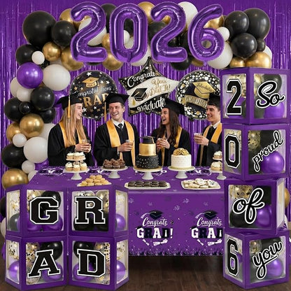 Black and Purple Graduation Decorations Class of 2026 - Image 2