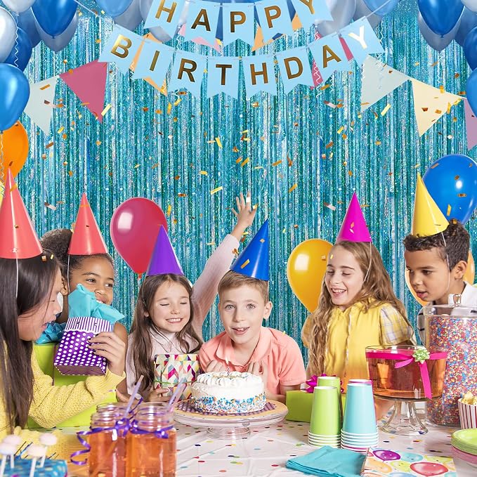 7 Pack 3.3 x 9.9 ft Holographic Blue Tinsel Streamers Party Decorations | Foil - Image 4