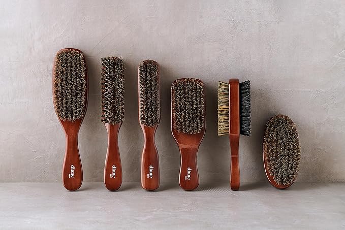 Diane Premium 100% Boar Bristle 2-Sided Club Brush for Men and Barbers, Medium and Firm Bristles for Thick Coarse Hair, Detangling, Smoothing