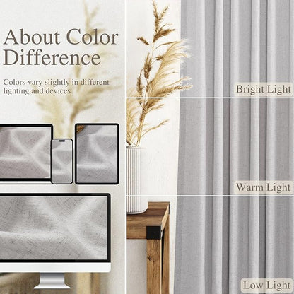 Grey Linen Curtains 120 Inch Extra Long - Image 4