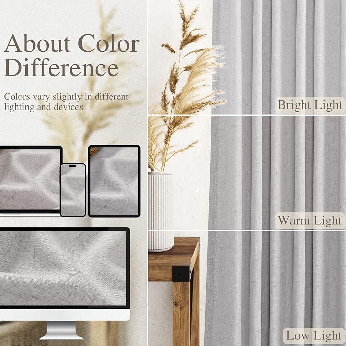 Grey Linen Back Tab Curtains 84 Inch Length - Image 4