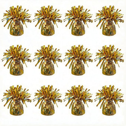 Glitter Gold Balloon Weights, 12 Pack | Glitter gold PET film; helium balloon by Unknown