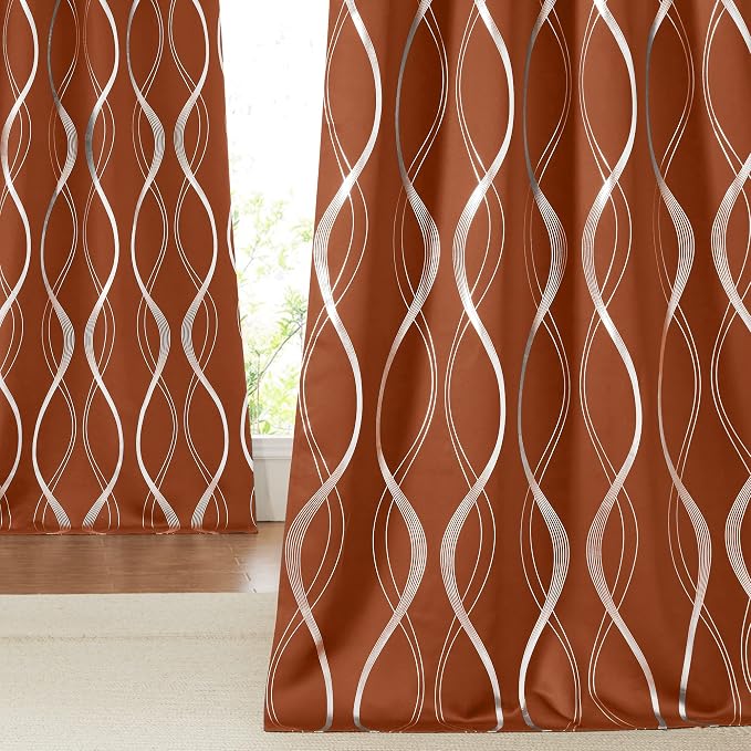 NICETOWN Fall Burnt Orange Blackout Curtain Panels - Image 6