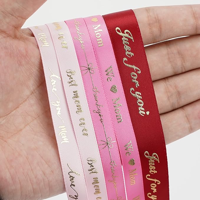 Pink Ribbon for Gift Wrapping Thank You Just for You Ribbon Mothers Day Gift - Image 4
