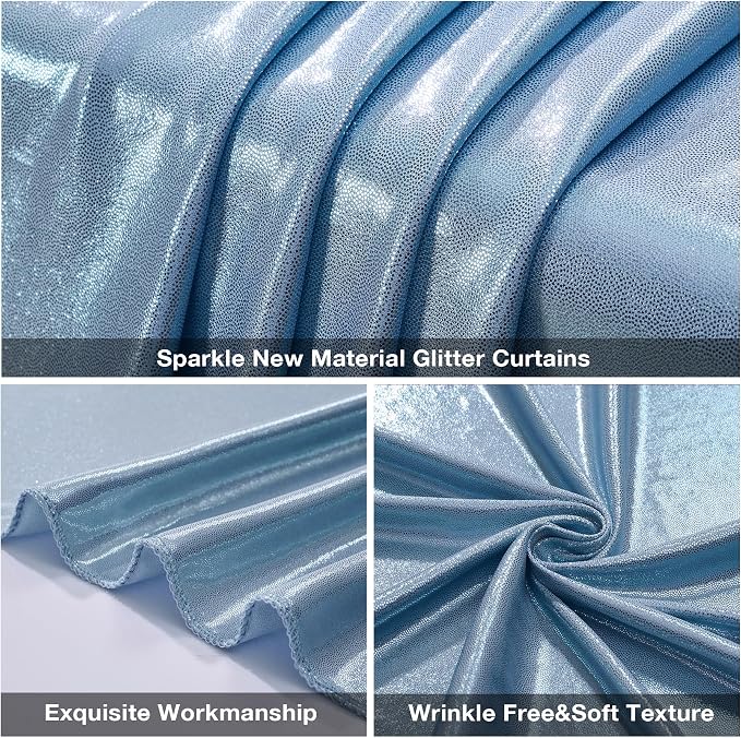10x10FT Baby Blue Sequin Backdrop Curtain - Image 6