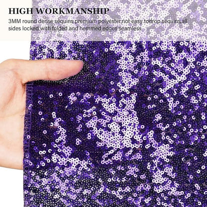 PartyDelight Purple Sequin Backdrop Curtains 2x8ft 2 Panels | Sparkly 3mm - Image 4